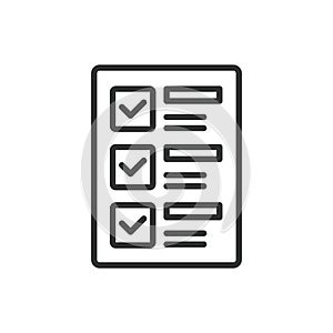 Checkbox list, icon in line design. Checkbox, list, task, checklist, tick, mark, to-do on white background vector