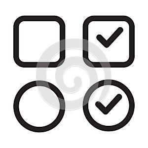 Checkbox set with blank and checked checkbox vector icon.