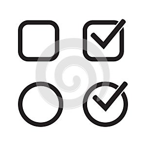 Checkbox set with blank and checked checkbox vector icon.