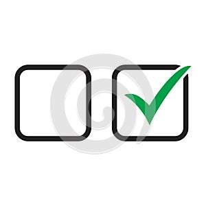 Checkbox set with blank and checked checkbox vector icon.