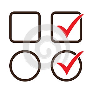 Checkbox set with blank and checked checkbox vector icon.