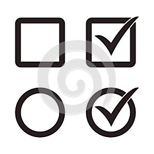 Checkbox set with blank and checked checkbox vector icon.