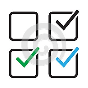Checkbox set with blank and checked checkbox vector icon.