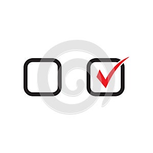 Checkbox set with blank and checked checkbox vector icon.