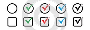 Checkbox set with blank and checked checkbox vector icon. photo