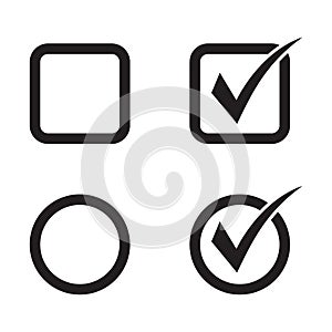 Checkbox set with blank and checked checkbox vector icon.