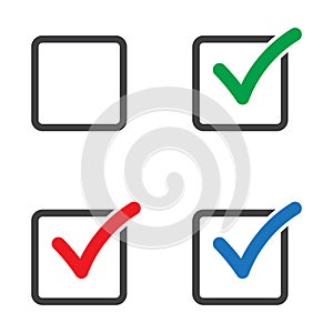 Checkbox set with blank and checked checkbox vector icon. Verify icon.