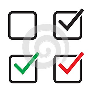 Checkbox set with blank and checked checkbox vector icon. Verify icon.
