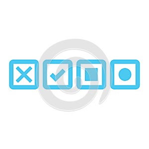 Checkbox set with checked checkboxes vector icons for apps and websites. Stock vector illustration isolated on white