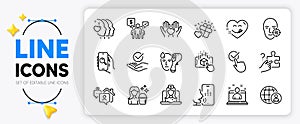 Checkbox, Teamwork and Approved line icons. For web app. Vector