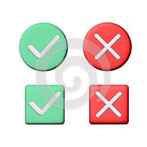 checkboxes 3d yes and no square and round simple vector