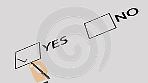 Checkboxes with Yes and No symbols. Marketing Survey. Yes choice. 4K video