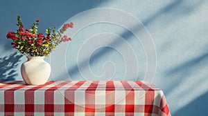 checke red and white tablecloth