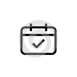 Checked agenda schedule icon design clear event calendar symbol. simple clean line art professional business management concept