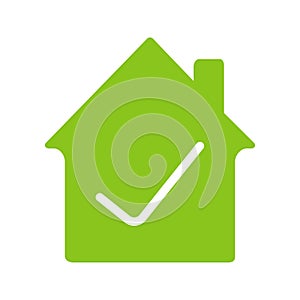 Checked, approved house glyph color icon