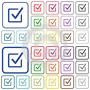 Checked box outlined flat color icons