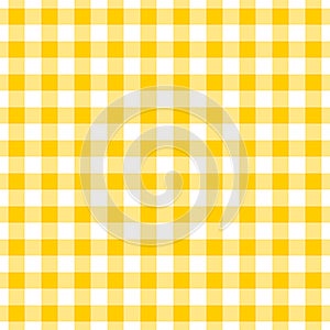 Checked cloth of yellow and gray geometric shapes. Background of colored squares and rectangles on a white background. Yellow fabr photo