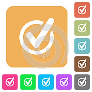 Checked data rounded square flat icons
