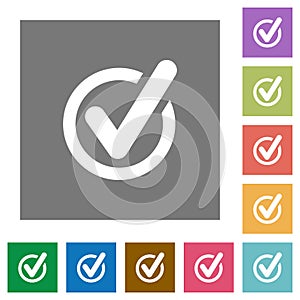 Checked data square flat icons
