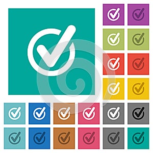 Checked data square flat multi colored icons