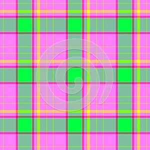 checked diamond tartan scotch kilt fabric seamless pattern texture background - color highlight green, hot pink and yellow