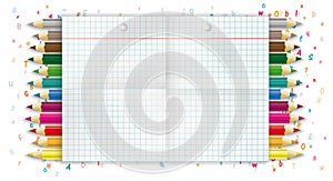 Checked Folded Banner Letters Numbers Pencils