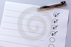 Checked list with copy space for individual adjustments