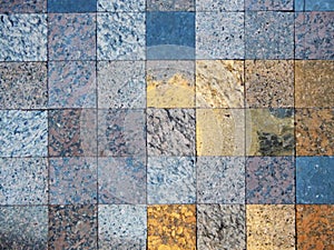 Checked pattern of various kinds of natural stone for background