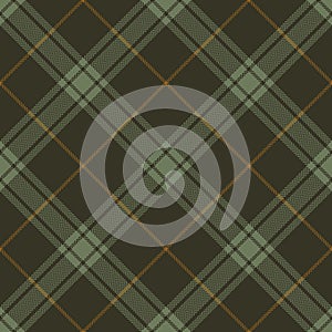 Checked plaid pattern in brown and olive green. Herringbone textured seamless tartan background vector for flannel shirt, skirt, o