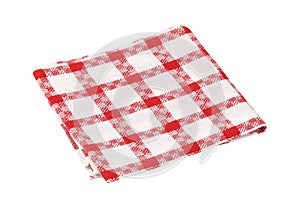 Checked red and white kitchen tea towel