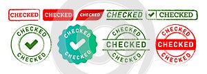 checked rubber stamp label sticker sign for approved agreement success and accept