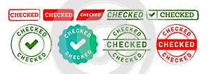 checked rubber stamp label sticker sign for approved agreement success and accept photo