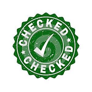 Checked Scratched Stamp with Tick