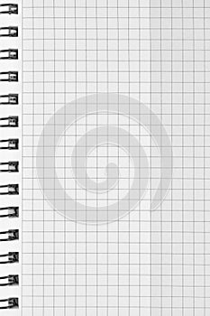 Checked spiral notebook background pattern, vertical chequered squared open notepad copy space, stapled blank empty blocknote