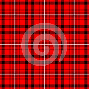 Checked tartan plaid scotch kilt fabric seamless pattern texture background - bright and dark red, black, white color