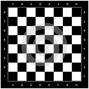 Checker or chess square board vector black and white illustration