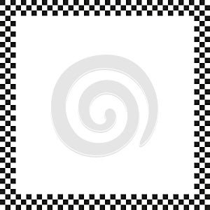 Checkerboard border frame. Black and white. Simple square pattern. Vector graphic.
