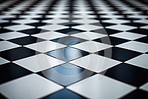 Checkerboard marble floor. The floor has a black and white diamond pattern. Generated by artificial intelligence