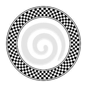 Checkerboard pattern, circle frame, round checkered pattern frame