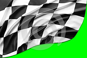 Checkered flag on green