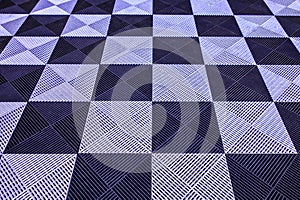 Checkered black and white tile pattern