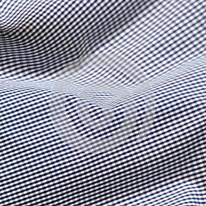 Checkered fabric close up. Blue