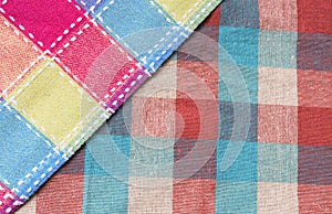 Checkered fabric texture. Checkered background for text and design.