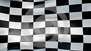 Checkered finish flag background. Wavy cloth. 3d render illustration