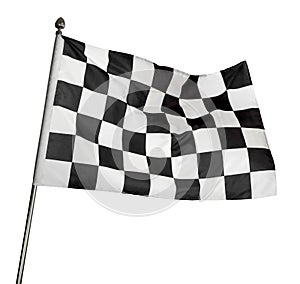 Checkered finish flag on white background. Auto racing symbol