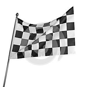 Checkered finish flag on white background. Auto racing symbol