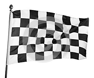 Checkered finish flag on white background. Auto racing symbol