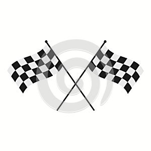 Checkered finish flags isolated on white background