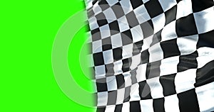 Checkered flag, end race background, formula one competition waving with chroma key green screen