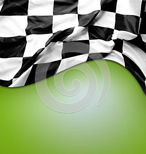 Checkered flag on green